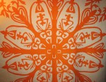 Orange applique hawaiian quilt