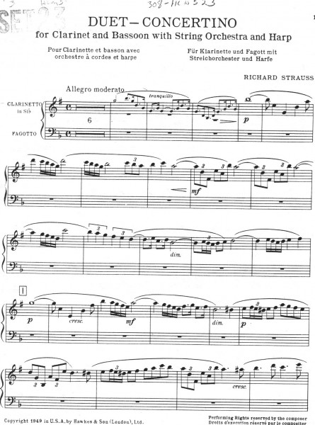 Strauss duett concertino beginning clarinet solo